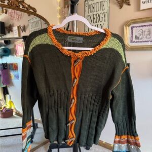 Women's Green and Orange Sweater